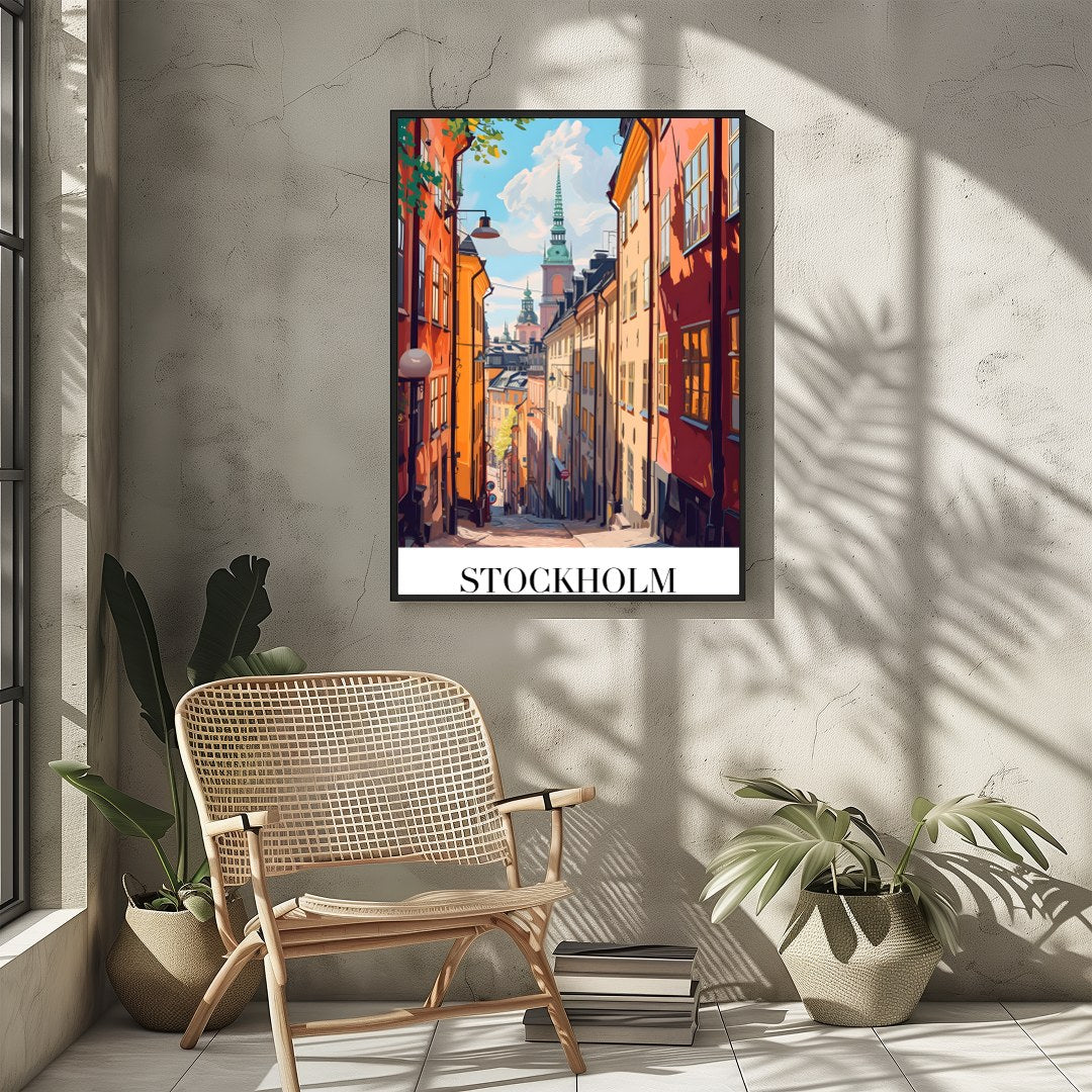 Capture the charm of Stockholm's vibrant streets with this exquisite artwork. Perfectly blending for Sitting Area