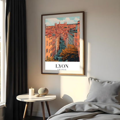 Capture the enchanting streets of Lyon with this vibrant wall art. Featuring a detailed view of the for Bedroom