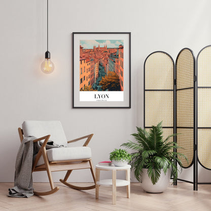 Capture the enchanting streets of Lyon with this vibrant wall art. Featuring a detailed view of the for Foyer
