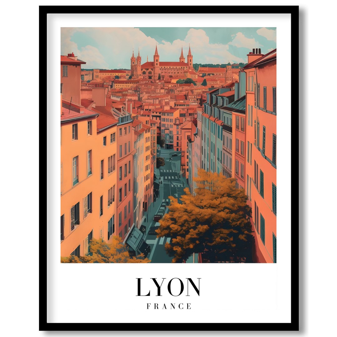 Capture the enchanting streets of Lyon with this vibrant wall art. Featuring a detailed view of the for nook