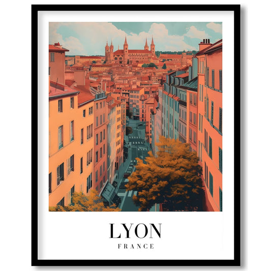 Capture the enchanting streets of Lyon with this vibrant wall art. Featuring a detailed view of the for nook