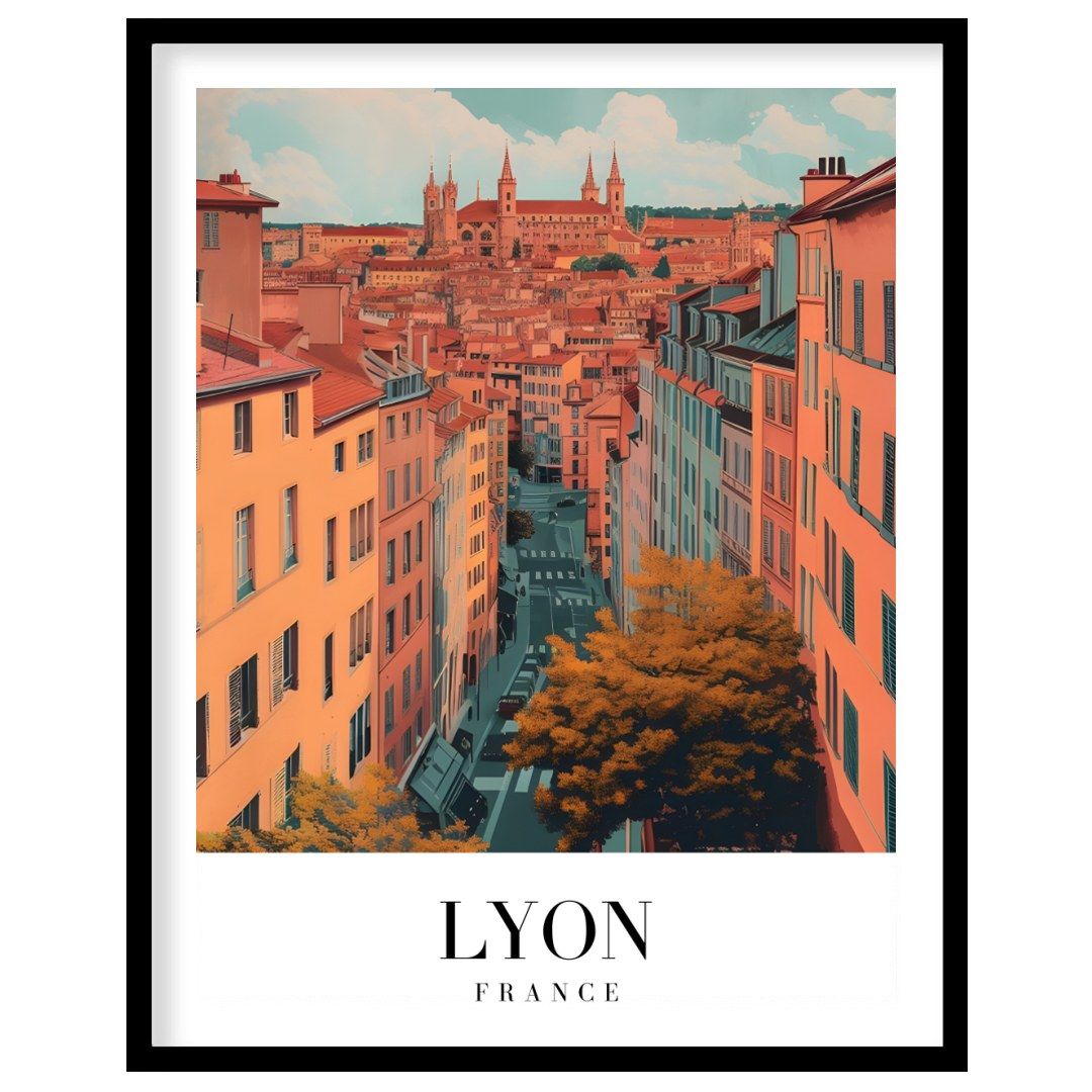 Capture the enchanting streets of Lyon with this vibrant wall art. Featuring a detailed view of the for nook