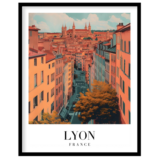 Capture the enchanting streets of Lyon with this vibrant wall art. Featuring a detailed view of the for nook