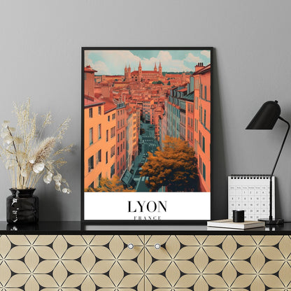 Capture the enchanting streets of Lyon with this vibrant wall art. Featuring a detailed view of the for Shelf