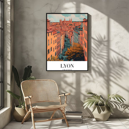 Capture the enchanting streets of Lyon with this vibrant wall art. Featuring a detailed view of the for Sitting Area