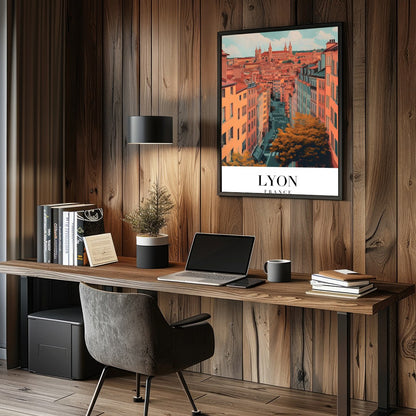 Capture the enchanting streets of Lyon with this vibrant wall art. Featuring a detailed view of the for Study and Office