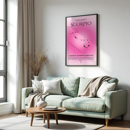 This poster features the Scorpio zodiac sign, covering the birth dates from October 23 to November … for living room