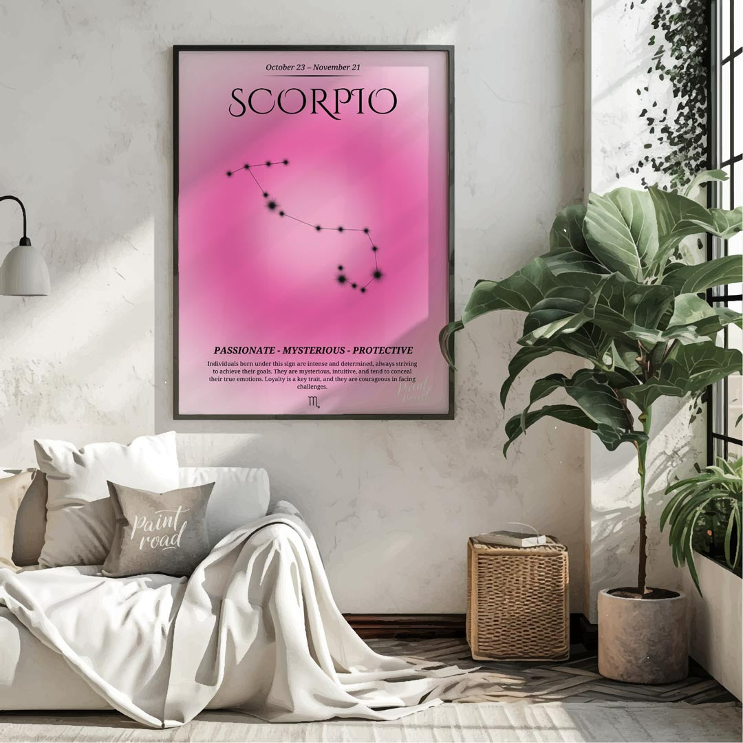 This poster features the Scorpio zodiac sign, covering the birth dates from October 23 to November … for living room