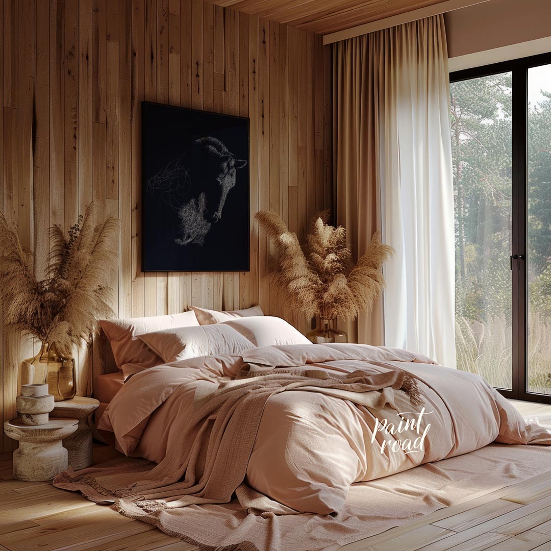 This unique abstract piece features the outline of a goat's head, formed entirely from a swirling m… for bedroom