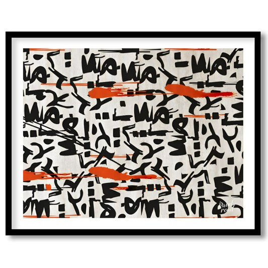 """Scribbled Rhythms"" presents a dynamic abstract pattern featuring bold black scribbles and vibra… for lovely house
