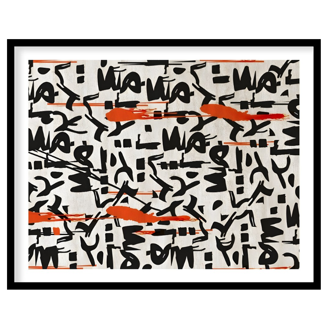 """Scribbled Rhythms"" presents a dynamic abstract pattern featuring bold black scribbles and vibra… for lovely house
