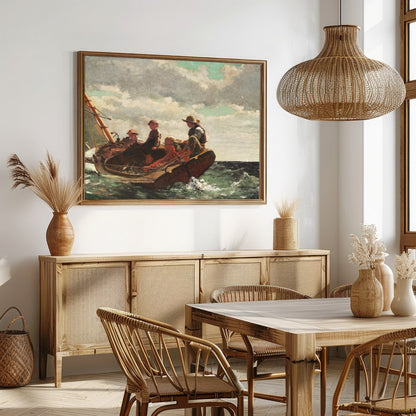 Capture the spirit of adventure with this exquisite depiction of seafarers navigating a choppy sea. for Dining