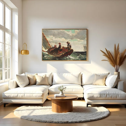 Capture the spirit of adventure with this exquisite depiction of seafarers navigating a choppy sea. for Living Room