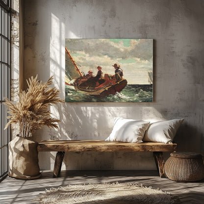 Capture the spirit of adventure with this exquisite depiction of seafarers navigating a choppy sea. for Veranda