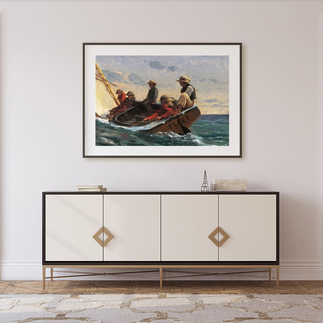 Capture the serene yet adventurous spirit of a classic maritime journey with this stunning wall art for Foyer
