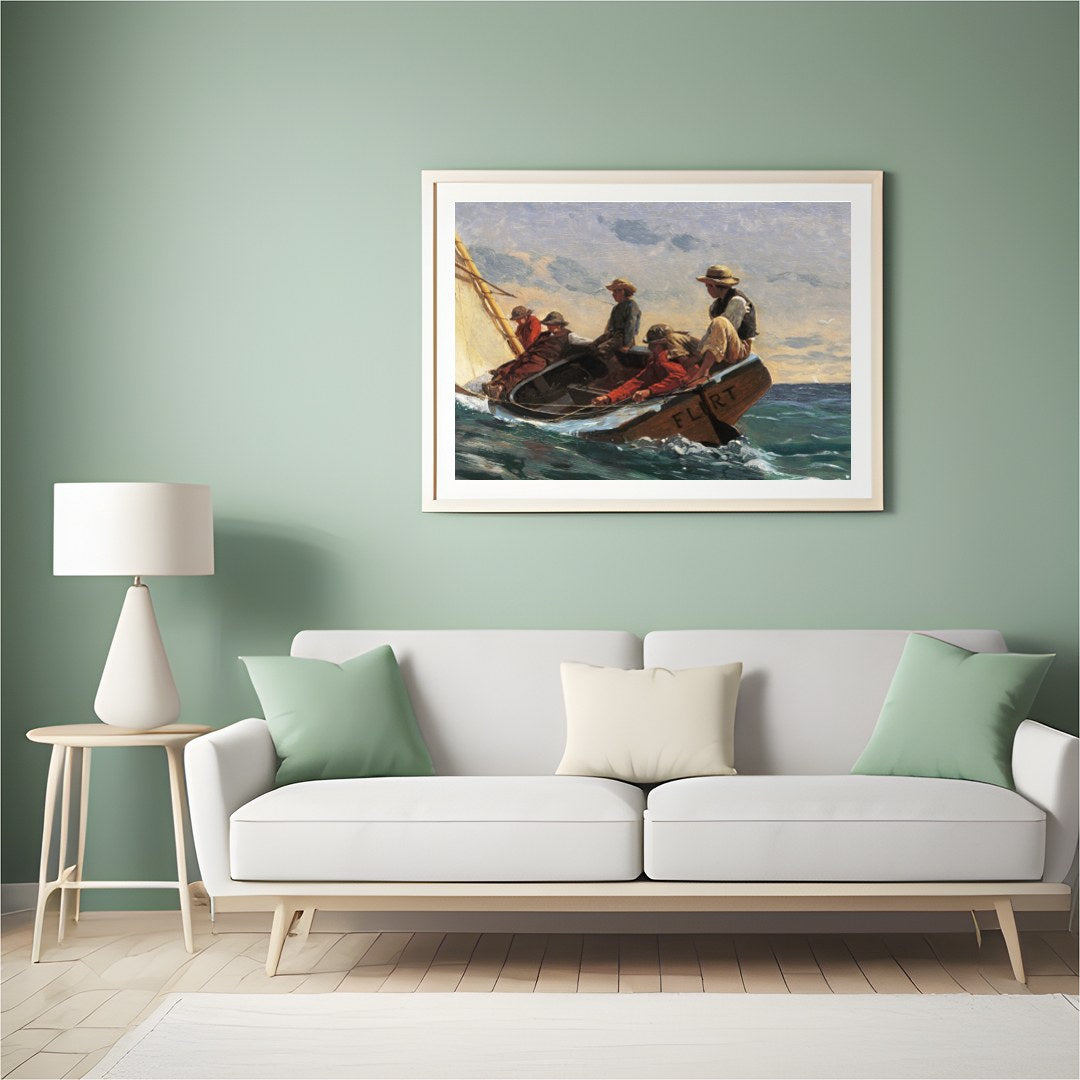 Capture the serene yet adventurous spirit of a classic maritime journey with this stunning wall art for Hall