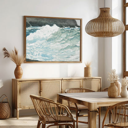 Capture the raw beauty and power of the ocean with this stunning piece, portraying the dynamic for Dining