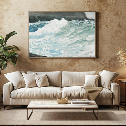Capture the raw beauty and power of the ocean with this stunning piece, portraying the dynamic for Family Room