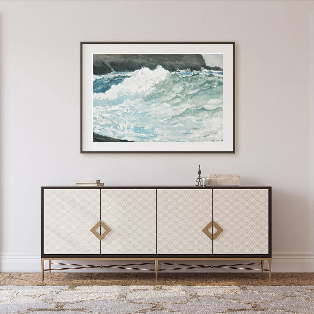 Capture the raw beauty and power of the ocean with this stunning piece, portraying the dynamic for Foyer