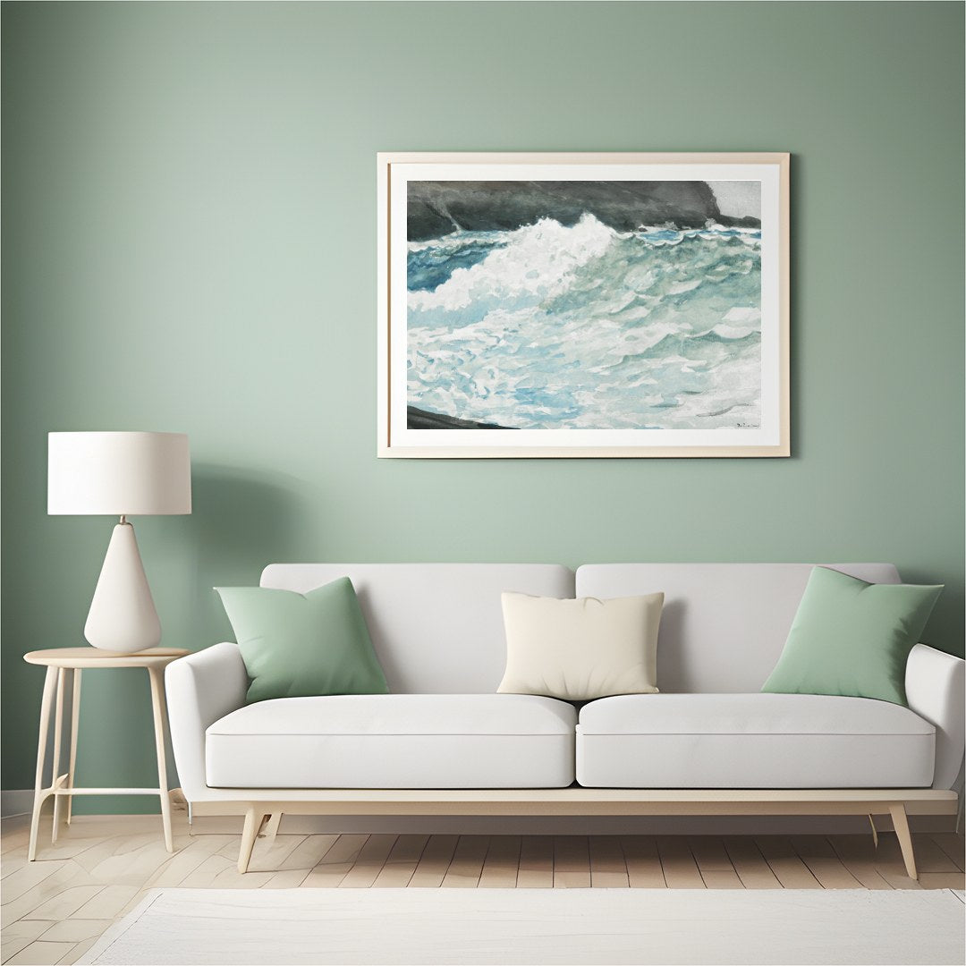 Capture the raw beauty and power of the ocean with this stunning piece, portraying the dynamic for Hall