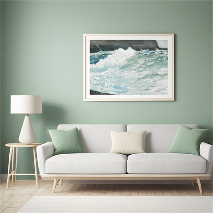 Capture the raw beauty and power of the ocean with this stunning piece, portraying the dynamic for Hall
