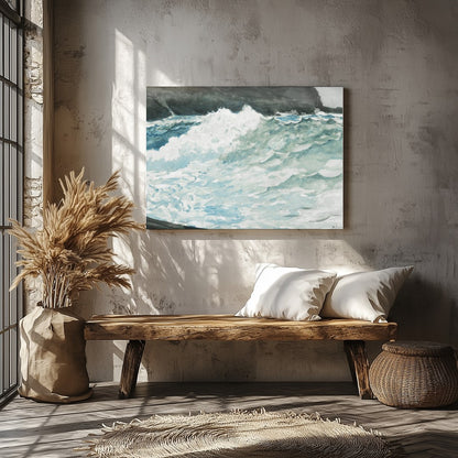 Capture the raw beauty and power of the ocean with this stunning piece, portraying the dynamic for Veranda