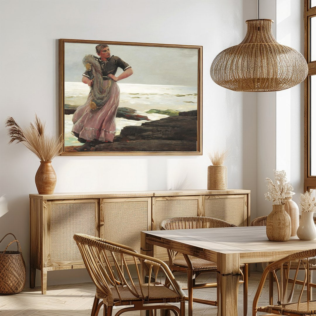 Immerse yourself in the serene beauty of the coastline with this captivating artwork. The blend of for Dining
