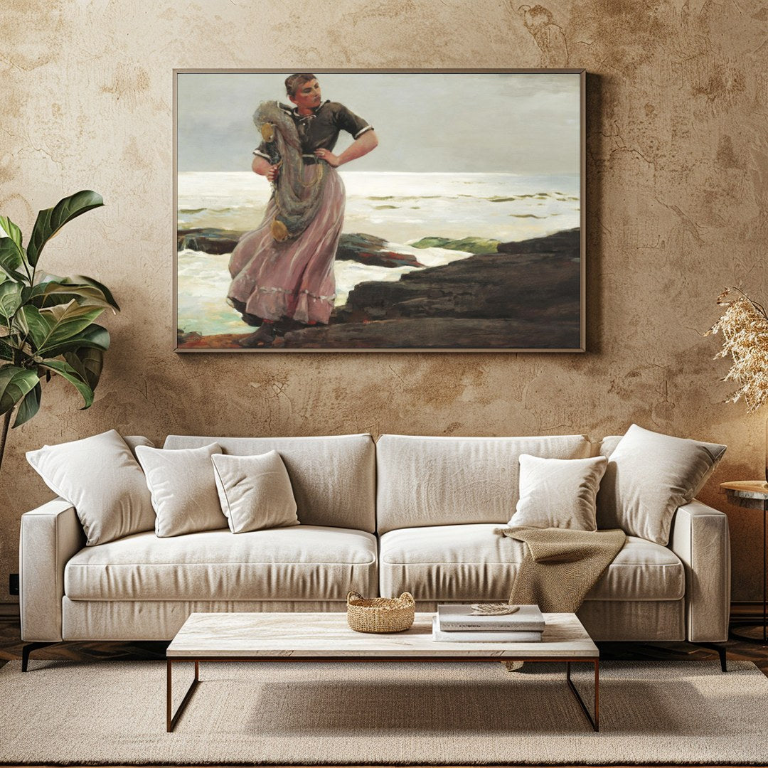 Immerse yourself in the serene beauty of the coastline with this captivating artwork. The blend of for Family Room