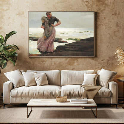 Immerse yourself in the serene beauty of the coastline with this captivating artwork. The blend of for Family Room