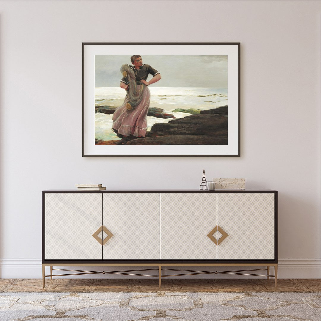 Immerse yourself in the serene beauty of the coastline with this captivating artwork. The blend of for Foyer