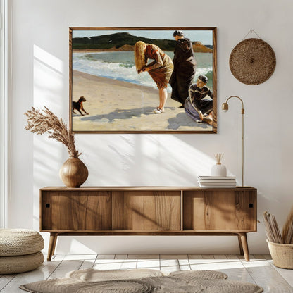 Capture the serene beauty of a day by the sea with this exquisite artwork. Featuring three figures for Sitting Area
