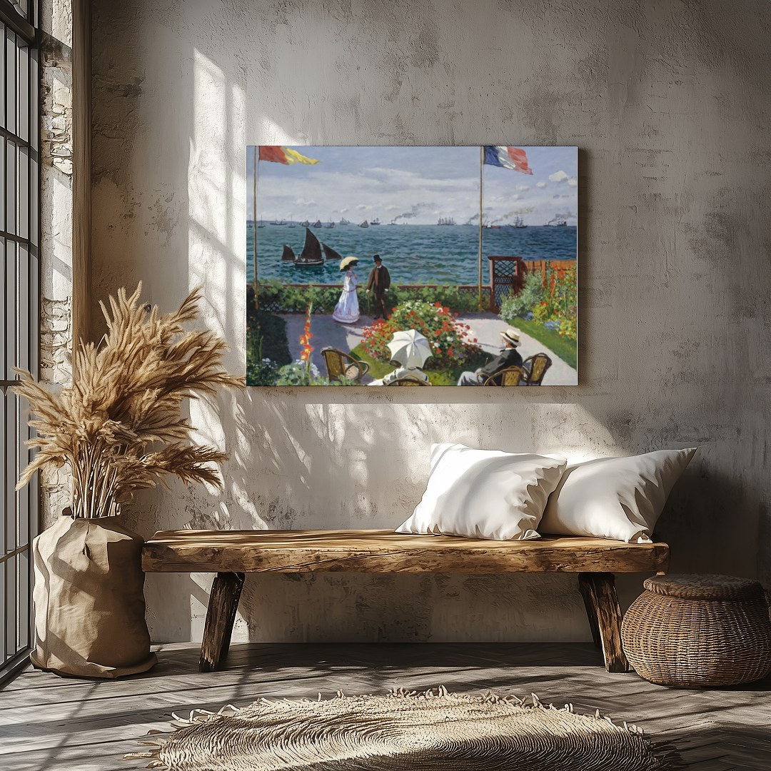 Immerse yourself in coastal serenity with this exquisite artwork capturing a leisurely seaside for Veranda