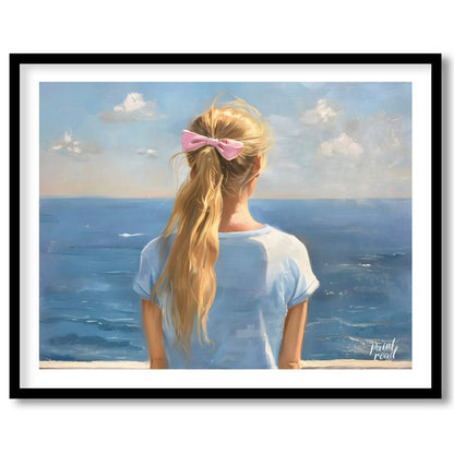 Seaside Serenity captures a tranquil moment of quiet reflection as a young woman gazes out at the e… for abode