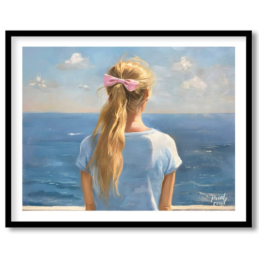 Seaside Serenity captures a tranquil moment of quiet reflection as a young woman gazes out at the e… for abode