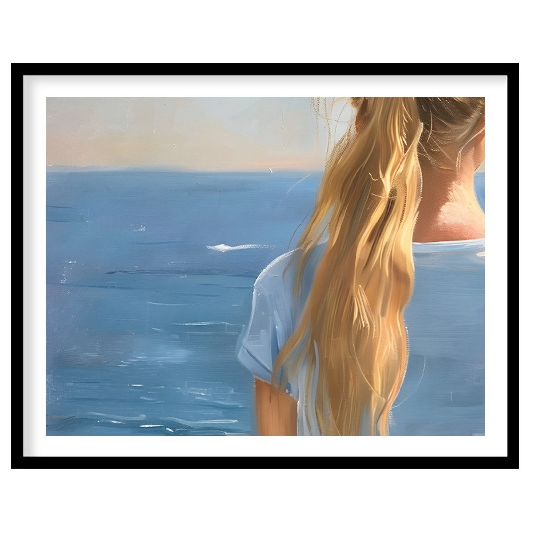 Seaside Serenity captures a tranquil moment of quiet reflection as a young woman gazes out at the e… for abode