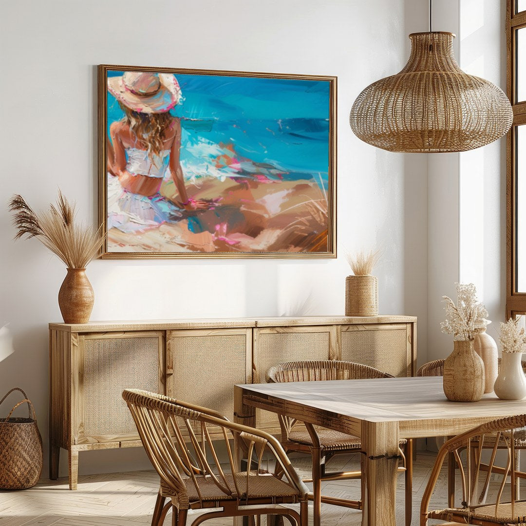 Embrace the tranquil beauty of the coast with 'Seaside Serenity.' This captivating piece captures for Dining