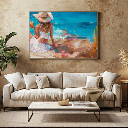 Embrace the tranquil beauty of the coast with 'Seaside Serenity.' This captivating piece captures for Family Room