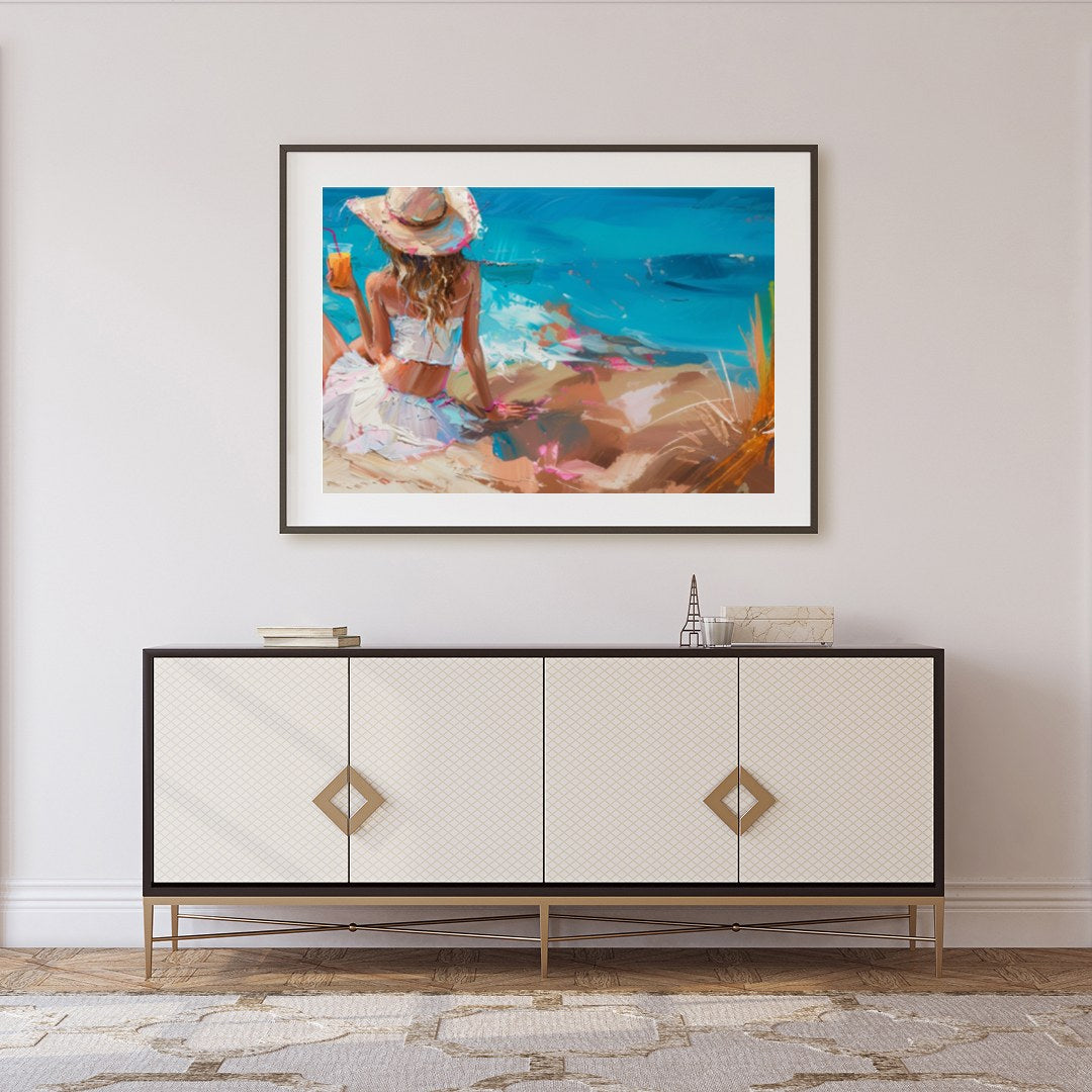 Embrace the tranquil beauty of the coast with 'Seaside Serenity.' This captivating piece captures for Foyer