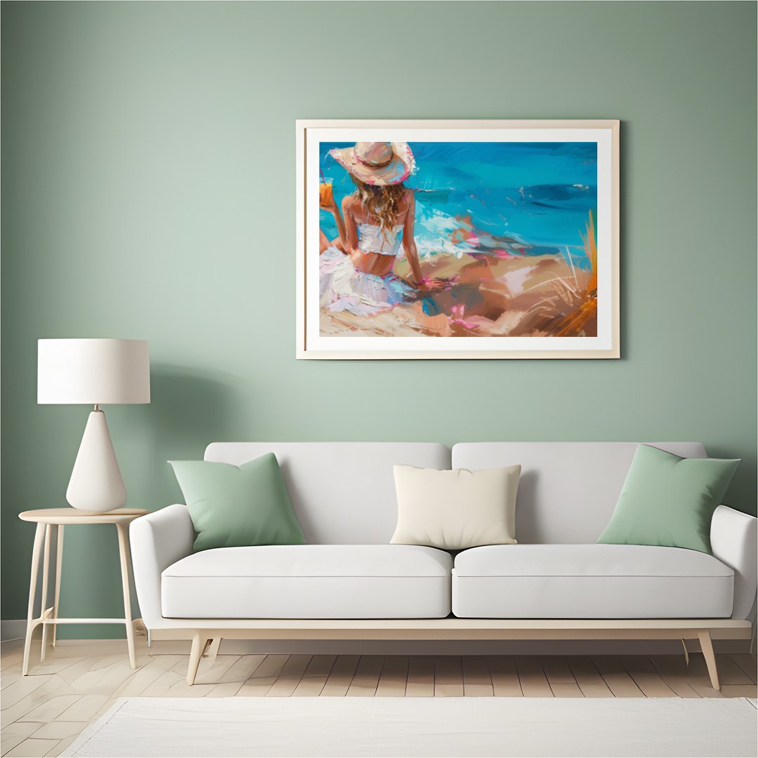 Embrace the tranquil beauty of the coast with 'Seaside Serenity.' This captivating piece captures for Hall