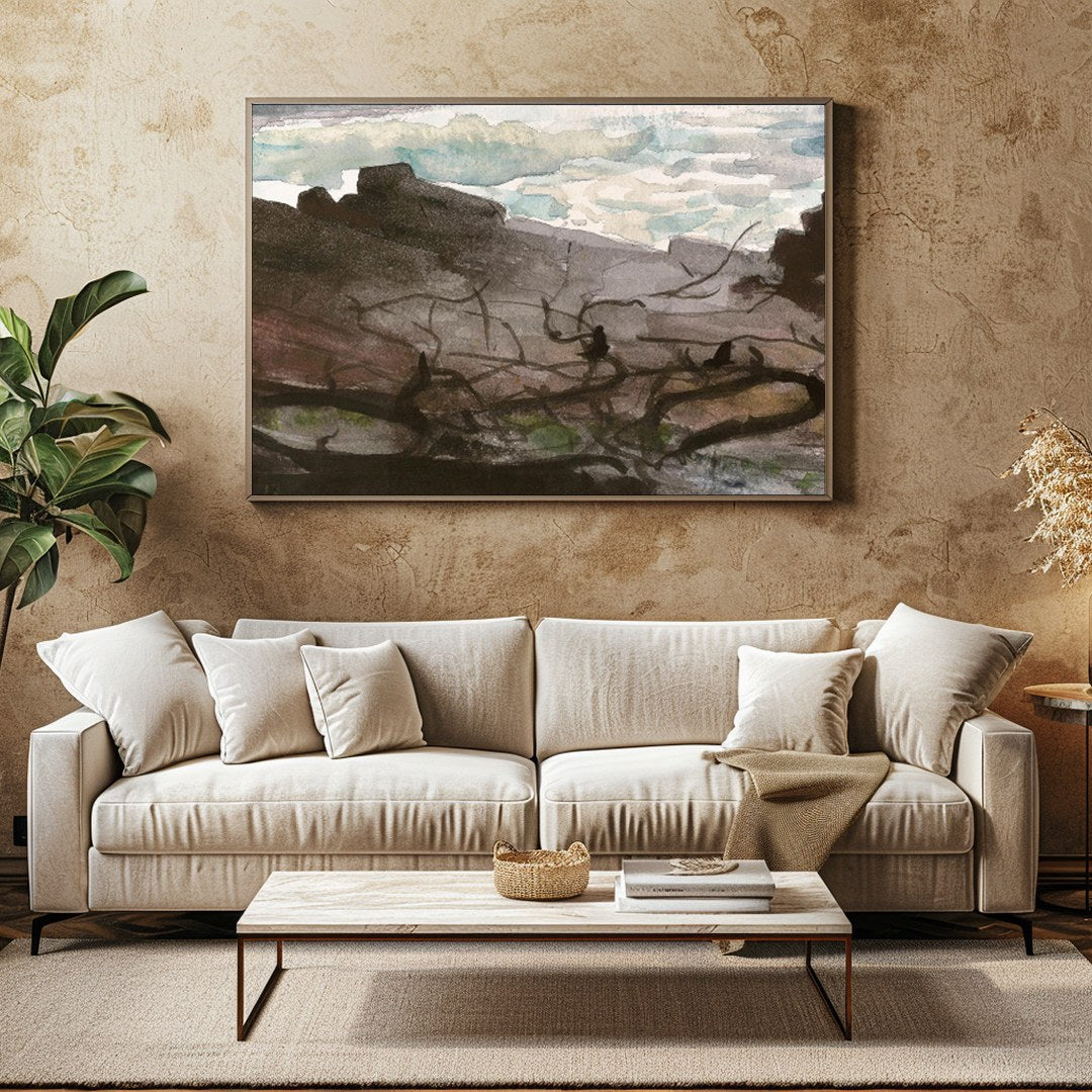 Capture the tranquil essence of the coast with this beautiful watercolor depiction. Rich, flowing for Family Room