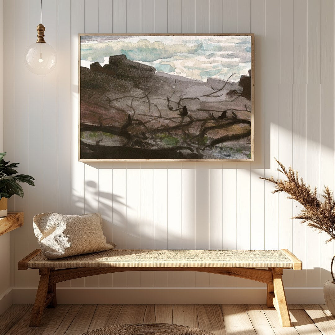 Capture the tranquil essence of the coast with this beautiful watercolor depiction. Rich, flowing for Hallway