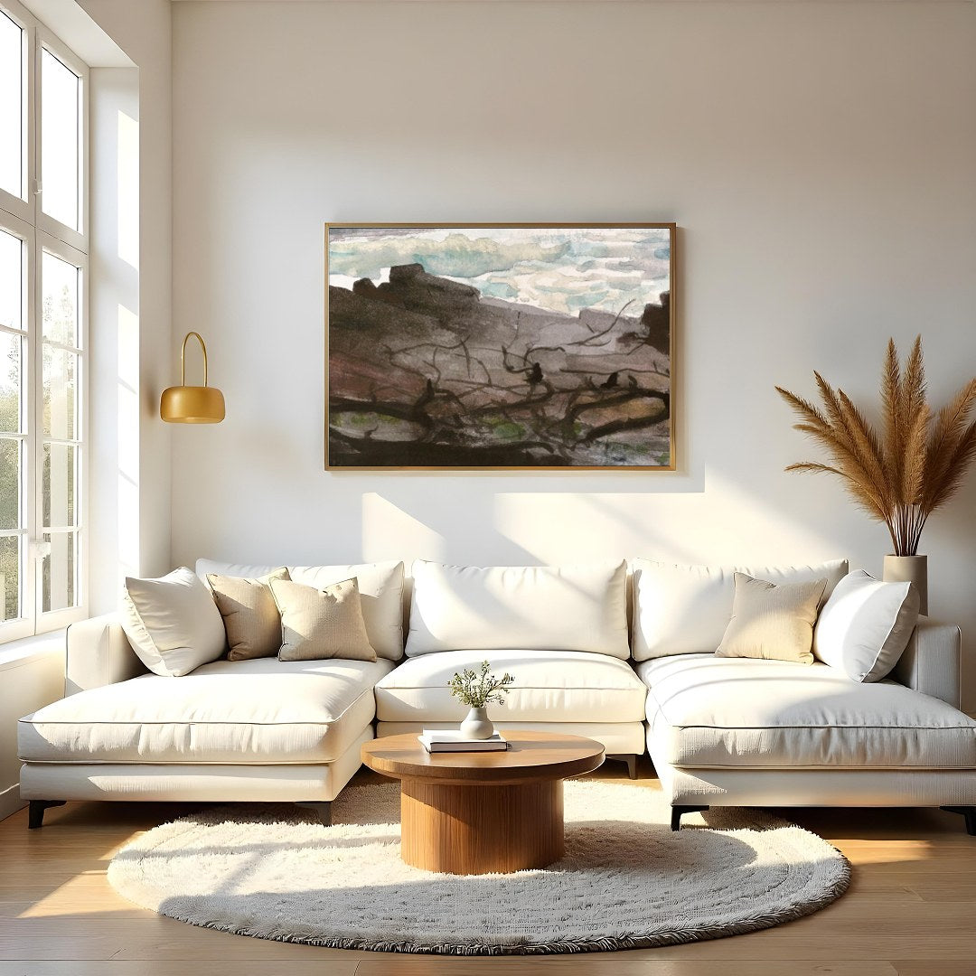 Capture the tranquil essence of the coast with this beautiful watercolor depiction. Rich, flowing for Living Room