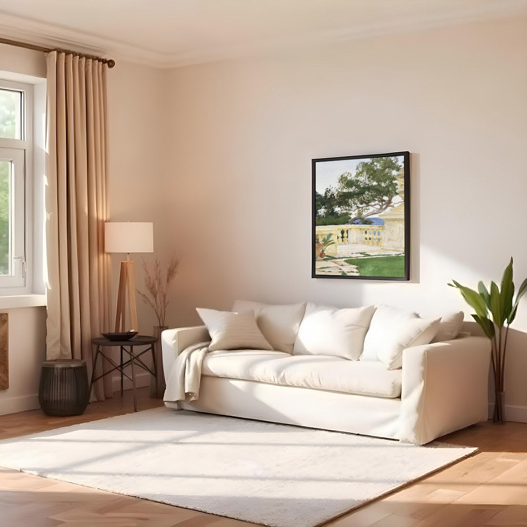 Immerse yourself in the serene beauty of a coastal retreat with this stunning watercolor painting. for Family Room