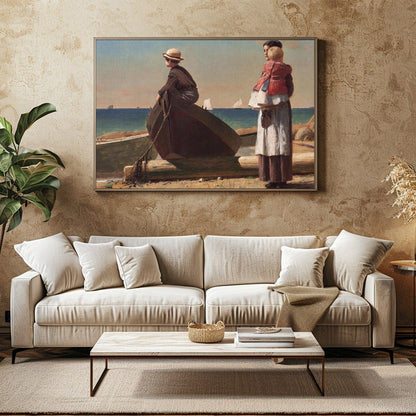 Immerse yourself in the serene charm of seaside life with this evocative artwork. Featuring a for Family Room