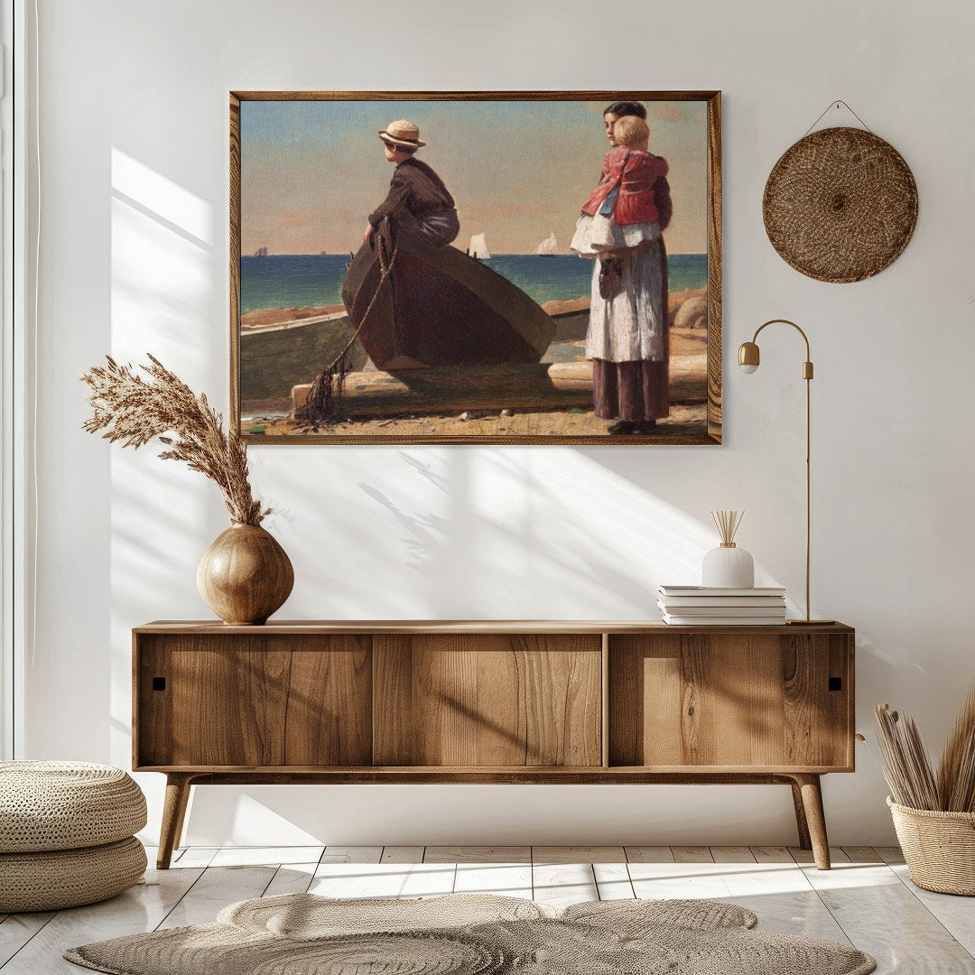 Immerse yourself in the serene charm of seaside life with this evocative artwork. Featuring a for Sitting Area