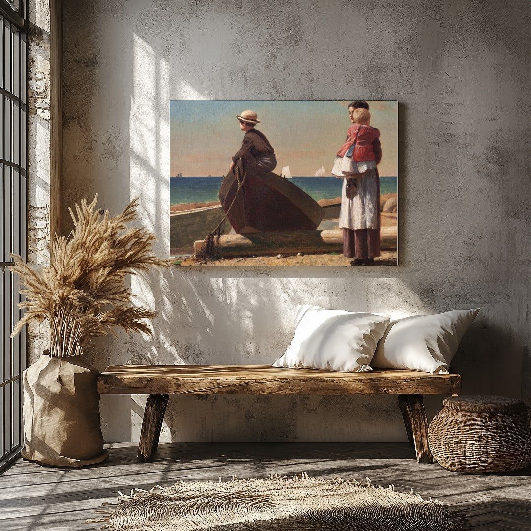 Immerse yourself in the serene charm of seaside life with this evocative artwork. Featuring a for Veranda