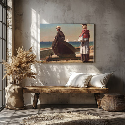 Immerse yourself in the serene charm of seaside life with this evocative artwork. Featuring a for Veranda