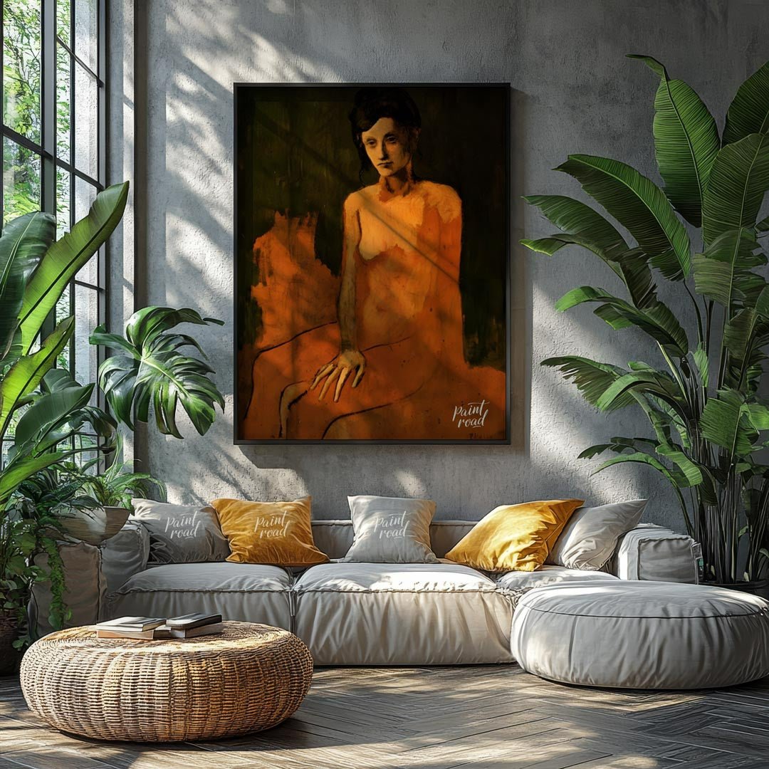 This painting, “Seated Nude,” by Pablo Picasso, hails from his formative Rose Period (1904-1906), a… for living room