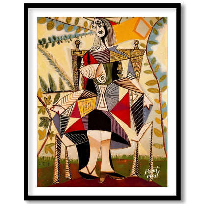 Seated Woman (in Garden) Painting available online at Paintroad showing 1930s abstract art and abstract portrait