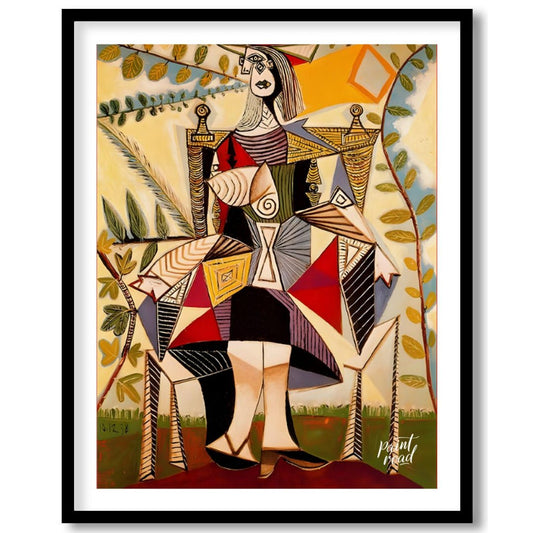 Seated Woman (in Garden) Painting available online at Paintroad showing 1930s abstract art and abstract portrait
